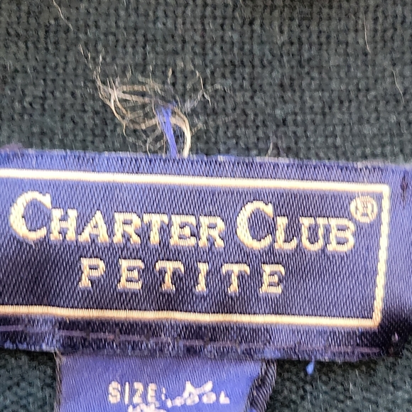 CHARTER CLUB PETITE Women's Cardigan Medium Green Wool Grama Sweater Vintage - Picture 3 of 9